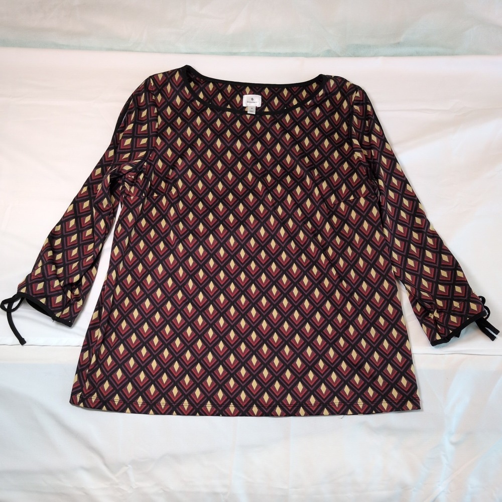 Dress Barn Womens Geometric Pattern Polyester Spandex Blouse SzM Office Workwear
